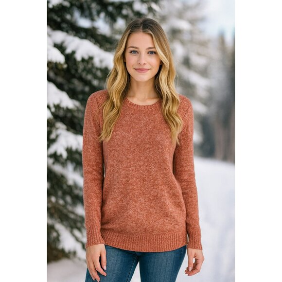 Prana Womens Knit Wool Blend Sweater Large Medium Fit Rust Red Soft & Warm - Picture 1 of 8